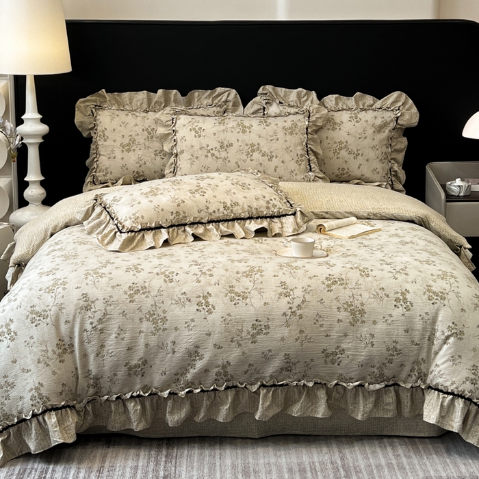 赛琳 2026新款复古风亚麻原麻花边四件套（有买家秀） 秋风瑟瑟