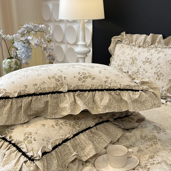 91家纺网 家纺一手货源 找家纺 赛琳 2026新款复古风亚麻原麻花边四件套（有买家秀） 秋风瑟瑟