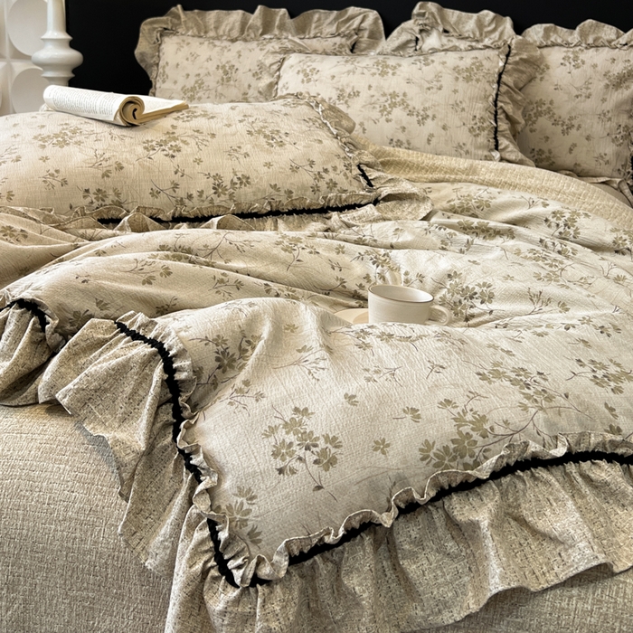 91家纺网 家纺一手货源 找家纺 赛琳 2026新款复古风亚麻原麻花边四件套（有买家秀） 秋风瑟瑟