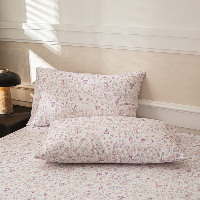 91家纺网 家纺一手货源 找家纺 爱彼家纺 2026新款A类纯棉提花老粗布床笠单件床笠三件套提花床笠-系列一 全棉提花-05柔紫花漾