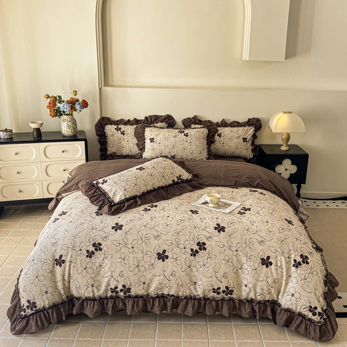 91家纺网 家纺一手货源 找家纺 赛琳 2026新款复古风亚麻原麻花边四件套（有买家秀） 写意