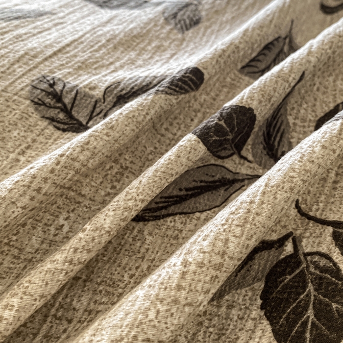 91家纺网 家纺一手货源 找家纺 赛琳 2026新款复古风亚麻原麻花边四件套（有买家秀） 叶影