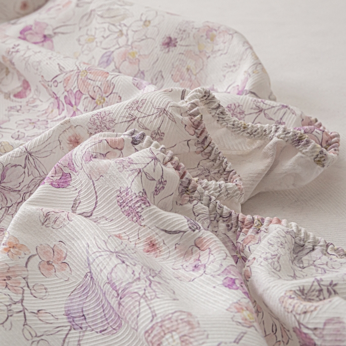 91家纺网 家纺一手货源 找家纺 爱彼家纺 2026新款A类纯棉提花老粗布床笠单件床笠三件套提花床笠-系列一 全棉提花-05柔紫花漾