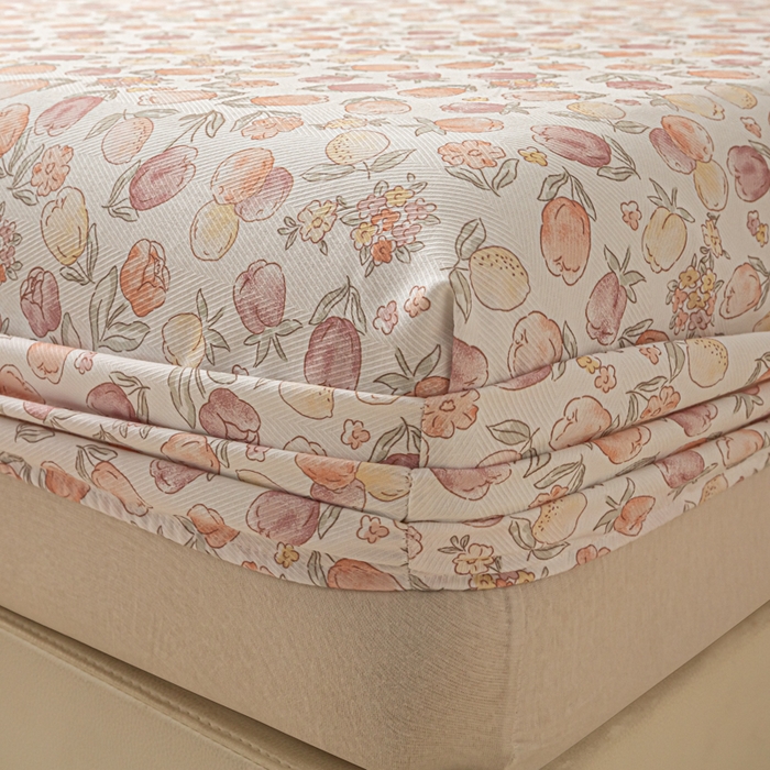 91家纺网 家纺一手货源 找家纺 爱彼家纺 2026新款A类纯棉提花老粗布床笠单件床笠三件套提花床笠-系列一 全棉提花-07蜜柚暖粉