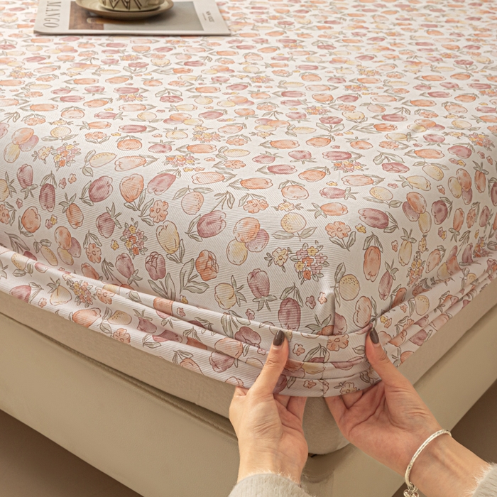 91家纺网 家纺一手货源 找家纺 爱彼家纺 2026新款A类纯棉提花老粗布床笠单件床笠三件套提花床笠-系列一 全棉提花-07蜜柚暖粉