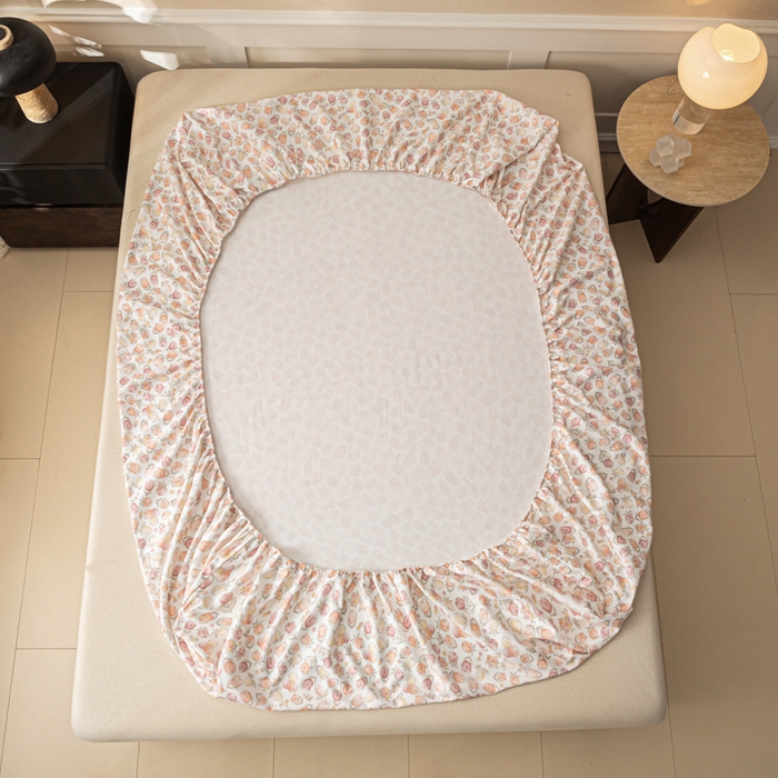 91家纺网 家纺一手货源 找家纺 爱彼家纺 2026新款A类纯棉提花老粗布床笠单件床笠三件套提花床笠-系列一 全棉提花-07蜜柚暖粉