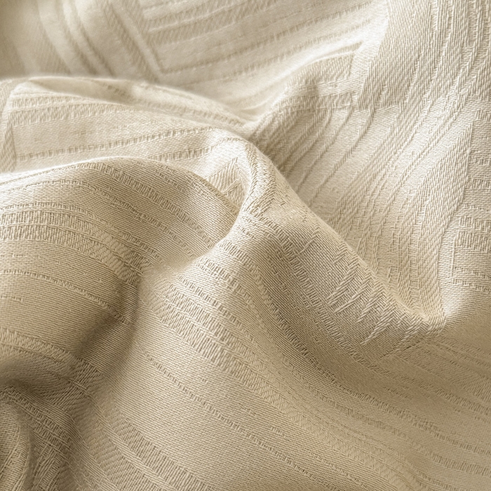 91家纺网 家纺一手货源 找家纺 一加一 2026新款全棉纯棉三层纱色织提花大豆夏被四件套-云棉肌理 幻纤影（浅茶色）