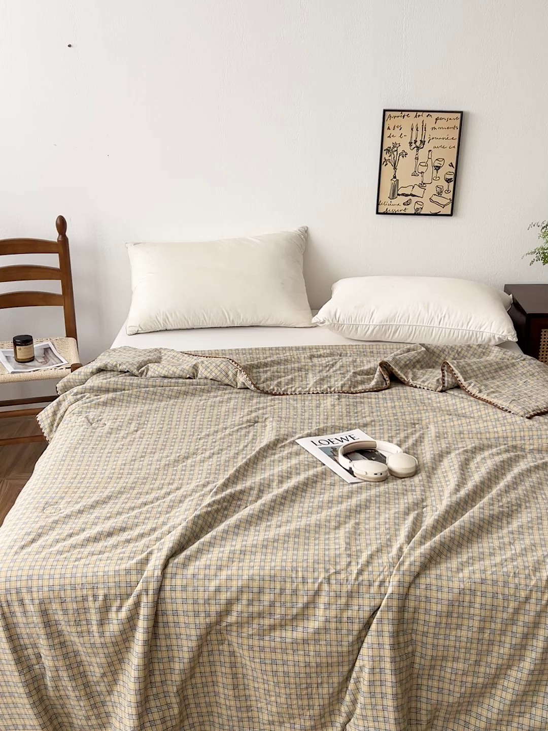 91家纺网 家纺一手货源 找家纺 （总）逸林家纺2026新款水洗棉夏被无印风格子夏被空调被贝壳绣系列学生单/双人夏被