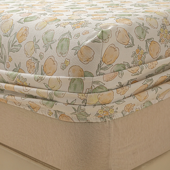 91家纺网 家纺一手货源 找家纺 爱彼家纺 2026新款A类纯棉提花老粗布床笠单件床笠三件套提花床笠-系列一 全棉提花-07蜜柚浅青