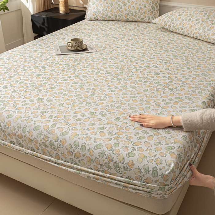 91家纺网 家纺一手货源 找家纺 爱彼家纺 2026新款A类纯棉提花老粗布床笠单件床笠三件套提花床笠-系列一 全棉提花-07蜜柚浅青