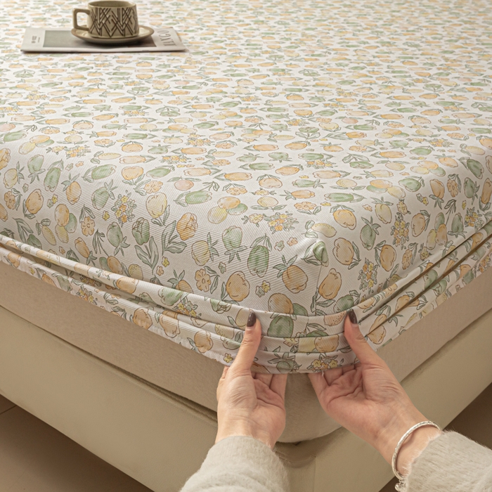 91家纺网 家纺一手货源 找家纺 爱彼家纺 2026新款A类纯棉提花老粗布床笠单件床笠三件套提花床笠-系列一 全棉提花-07蜜柚浅青