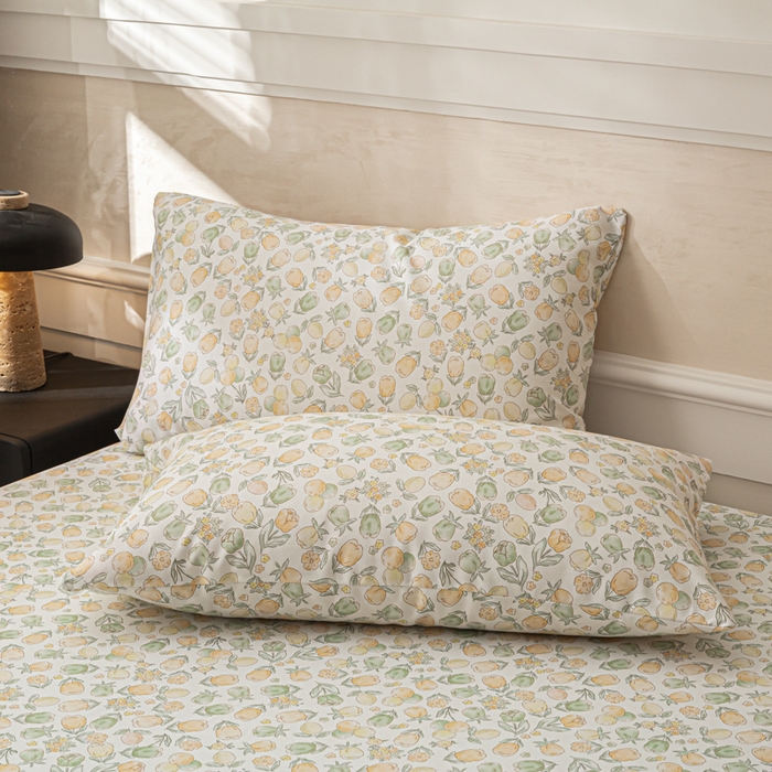 91家纺网 家纺一手货源 找家纺 爱彼家纺 2026新款A类纯棉提花老粗布床笠单件床笠三件套提花床笠-系列一 全棉提花-07蜜柚浅青