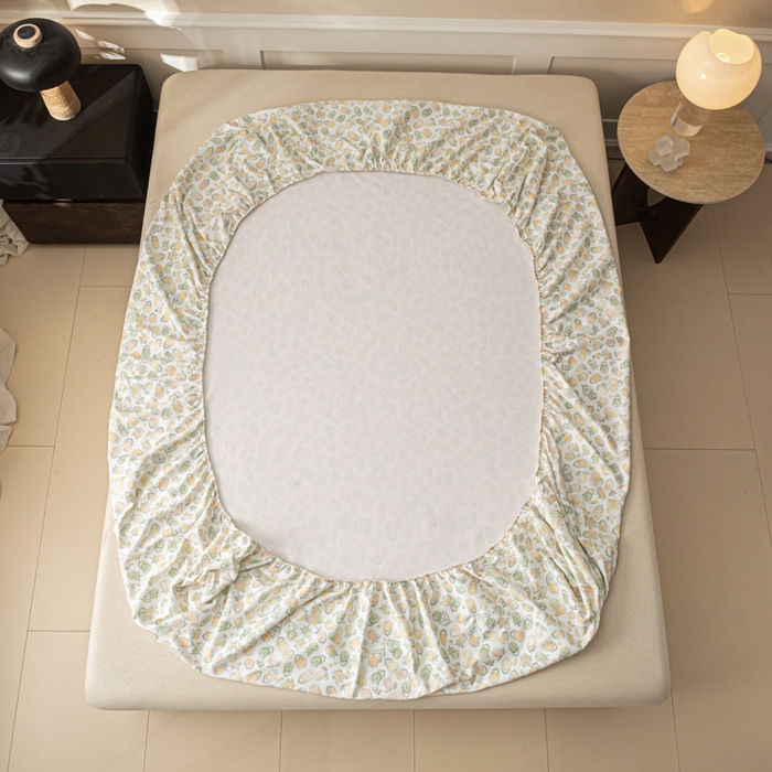 91家纺网 家纺一手货源 找家纺 爱彼家纺 2026新款A类纯棉提花老粗布床笠单件床笠三件套提花床笠-系列一 全棉提花-07蜜柚浅青