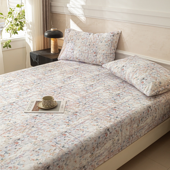 91家纺网 家纺一手货源 找家纺 爱彼家纺 2026新款A类纯棉提花老粗布床笠单件床笠三件套提花床笠-系列一 全棉提花-011花格蓝筏