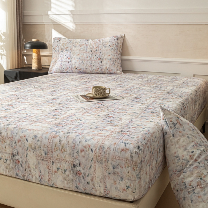 91家纺网 家纺一手货源 找家纺 爱彼家纺 2026新款A类纯棉提花老粗布床笠单件床笠三件套提花床笠-系列一 全棉提花-011花格蓝筏