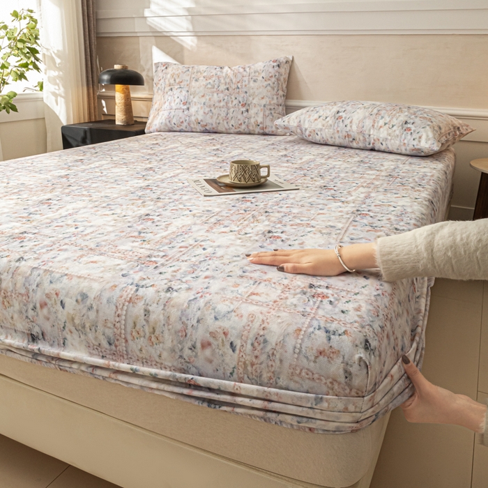 91家纺网 家纺一手货源 找家纺 爱彼家纺 2026新款A类纯棉提花老粗布床笠单件床笠三件套提花床笠-系列一 全棉提花-011花格蓝筏