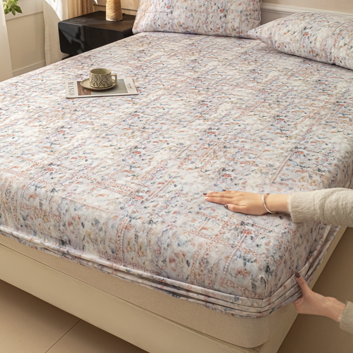 91家纺网 家纺一手货源 找家纺 爱彼家纺 2026新款A类纯棉提花老粗布床笠单件床笠三件套提花床笠-系列一 全棉提花-011花格蓝筏