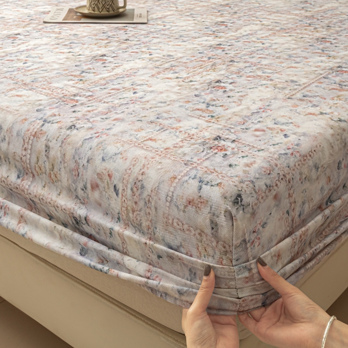 91家纺网 家纺一手货源 找家纺 爱彼家纺 2026新款A类纯棉提花老粗布床笠单件床笠三件套提花床笠-系列一 全棉提花-011花格蓝筏