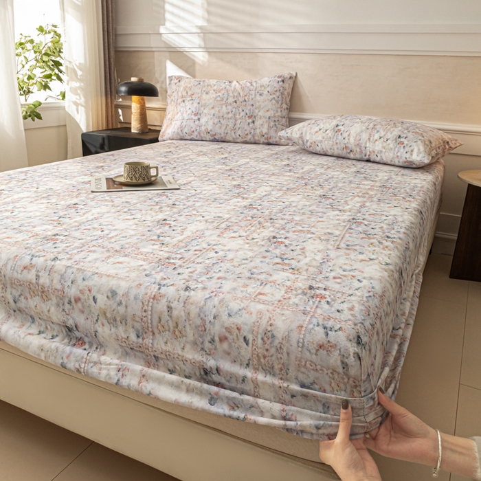 91家纺网 家纺一手货源 找家纺 爱彼家纺 2026新款A类纯棉提花老粗布床笠单件床笠三件套提花床笠-系列一 全棉提花-011花格蓝筏