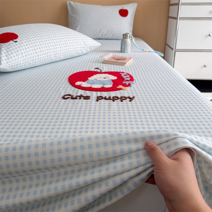 91家纺网 家纺一手货源 找家纺 暖生活 2026春夏新款A类全棉纯棉老粗布床单三件套床单单件 老粗布-红苹狗