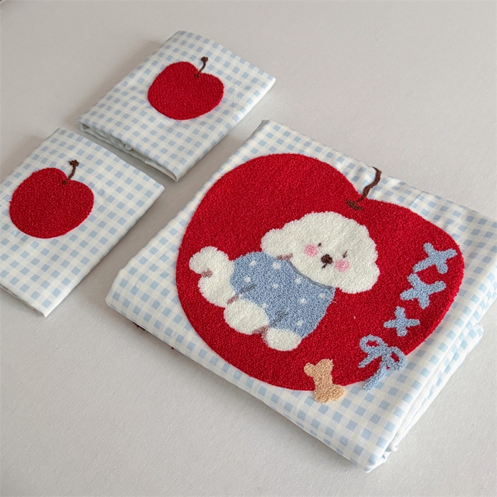 91家纺网 家纺一手货源 找家纺 暖生活 2026春夏新款A类全棉纯棉老粗布床单三件套床单单件 老粗布-红苹狗