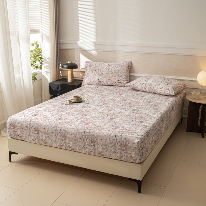 91家纺网 家纺一手货源 找家纺 爱彼家纺 2026新款A类纯棉提花老粗布床笠单件床笠三件套提花床笠-系列一 全棉提花-011花格柔粉