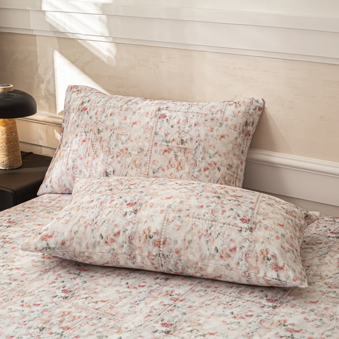 91家纺网 家纺一手货源 找家纺 爱彼家纺 2026新款A类纯棉提花老粗布床笠单件床笠三件套提花床笠-系列一 全棉提花-011花格柔粉