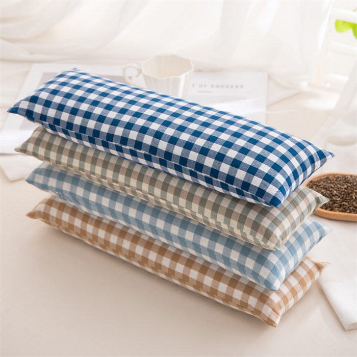 （总）仁宇枕业 2026新款全棉纯棉色织水洗棉全荞麦壳颈椎头枕颈枕腰枕头枕芯