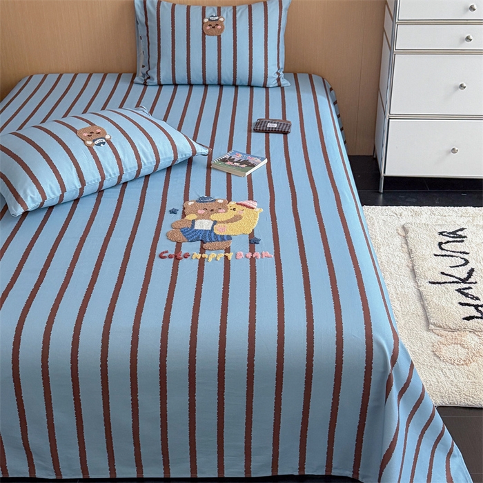 91家纺网 家纺一手货源 找家纺 暖生活 2026春夏新款A类全棉纯棉老粗布床单三件套床单单件 老粗布-手办熊