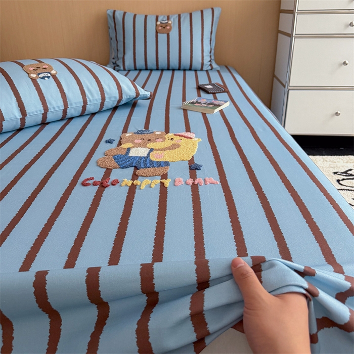 91家纺网 家纺一手货源 找家纺 暖生活 2026春夏新款A类全棉纯棉老粗布床单三件套床单单件 老粗布-手办熊