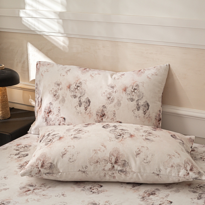 91家纺网 家纺一手货源 找家纺 爱彼家纺 2026新款A类纯棉提花老粗布床笠单件床笠三件套提花床笠-系列一 全棉提花-015奶粉花雾