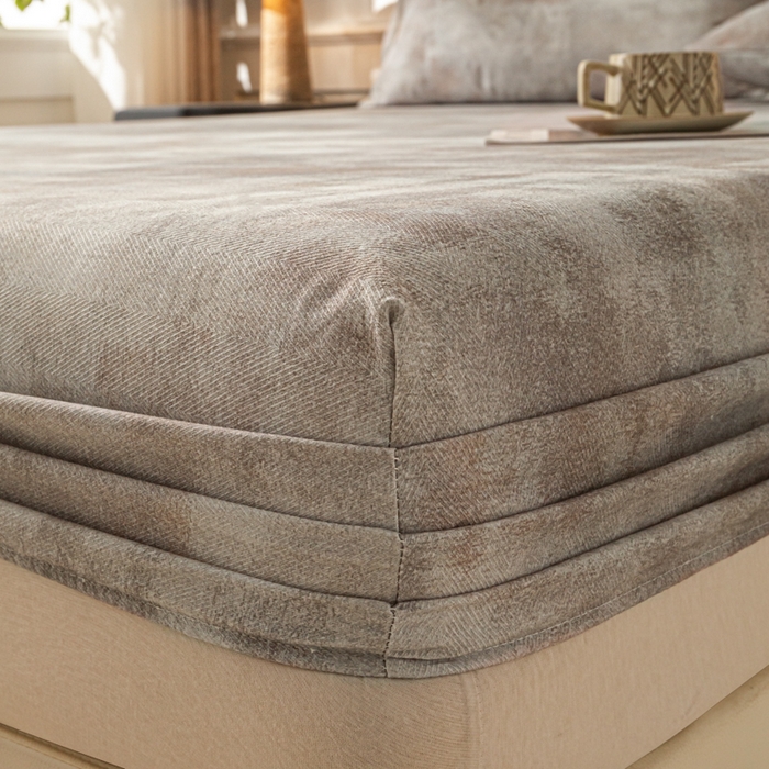 91家纺网 家纺一手货源 找家纺 爱彼家纺 2026新款A类纯棉提花老粗布床笠单件床笠三件套提花床笠-系列一 全棉提花-016石纹灰咖