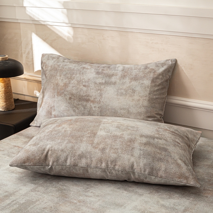 91家纺网 家纺一手货源 找家纺 爱彼家纺 2026新款A类纯棉提花老粗布床笠单件床笠三件套提花床笠-系列一 全棉提花-016石纹灰咖