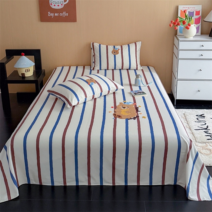 暖生活 2026春夏新款A类全棉纯棉老粗布床单三件套床单单件 老粗布-睡梦熊