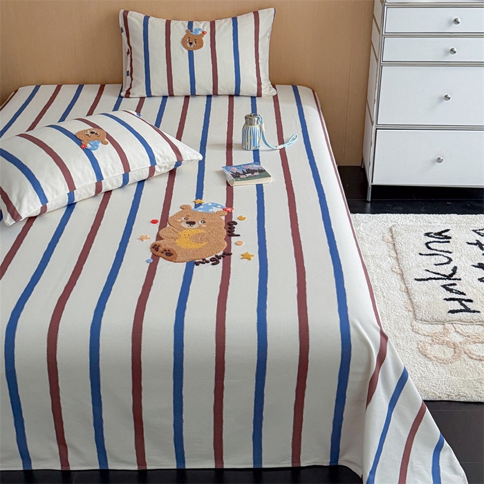 91家纺网 家纺一手货源 找家纺 暖生活 2026春夏新款A类全棉纯棉老粗布床单三件套床单单件 老粗布-睡梦熊