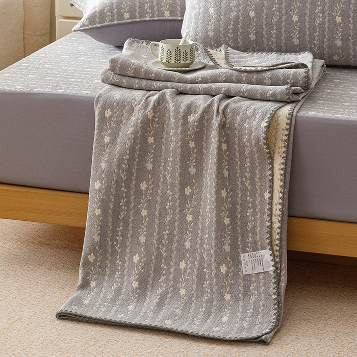 悦然毛巾被 2026新款三层纱全棉纱布毛巾被盖毯夏被床单夏凉被空调被 空境灰