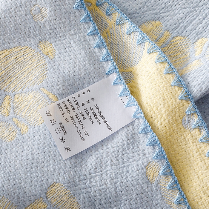 91家纺网 家纺一手货源 找家纺 悦然毛巾被 2026新款三层纱全棉纱布毛巾被盖毯夏被床单夏凉被空调被 晴蓝