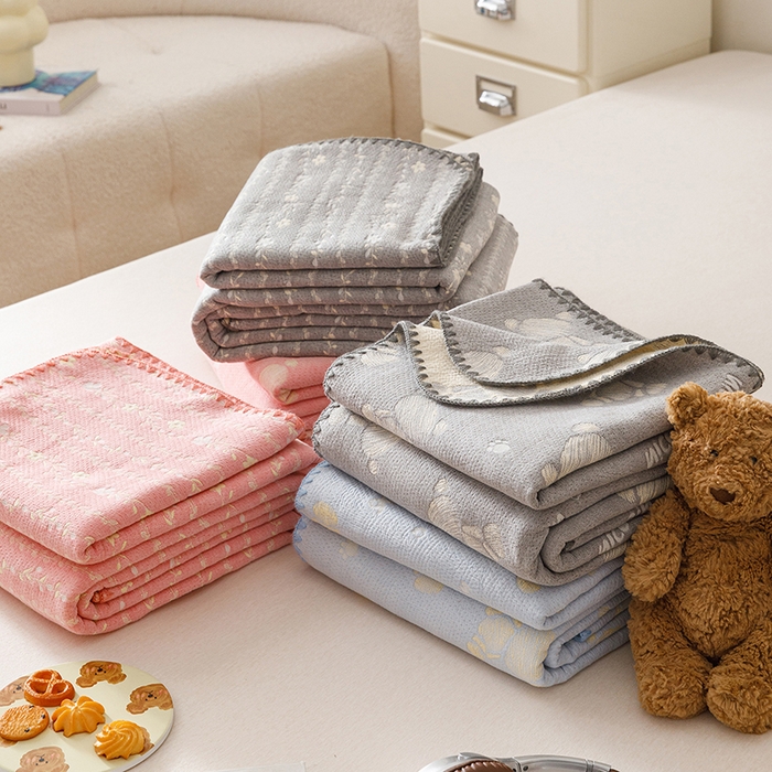 91家纺网 家纺一手货源 找家纺 悦然毛巾被 2026新款三层纱全棉纱布毛巾被盖毯夏被床单夏凉被空调被 组合图仅供展示-不可下单