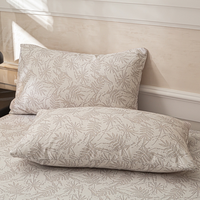 91家纺网 家纺一手货源 找家纺 爱彼家纺 2026新款A类纯棉提花老粗布床笠单件床笠三件套提花床笠-系列一 全棉提花-026浅棕椰影