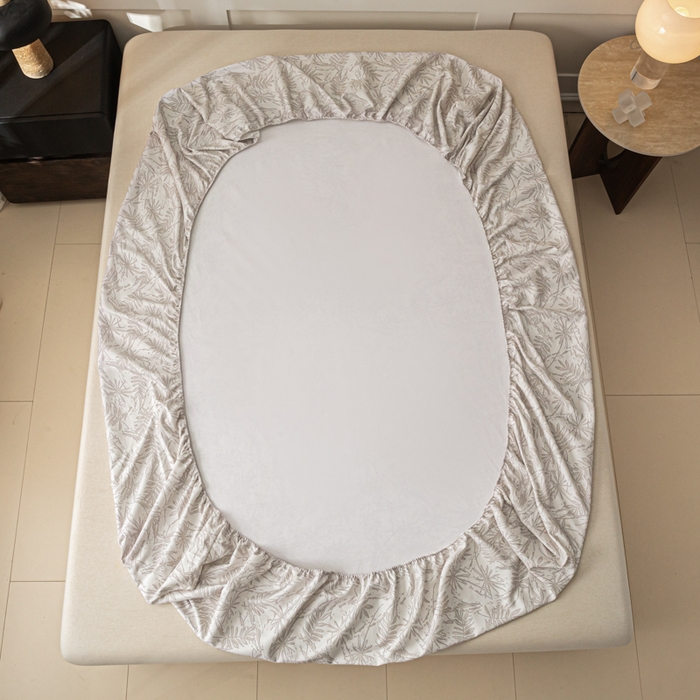 91家纺网 家纺一手货源 找家纺 爱彼家纺 2026新款A类纯棉提花老粗布床笠单件床笠三件套提花床笠-系列一 全棉提花-026浅棕椰影