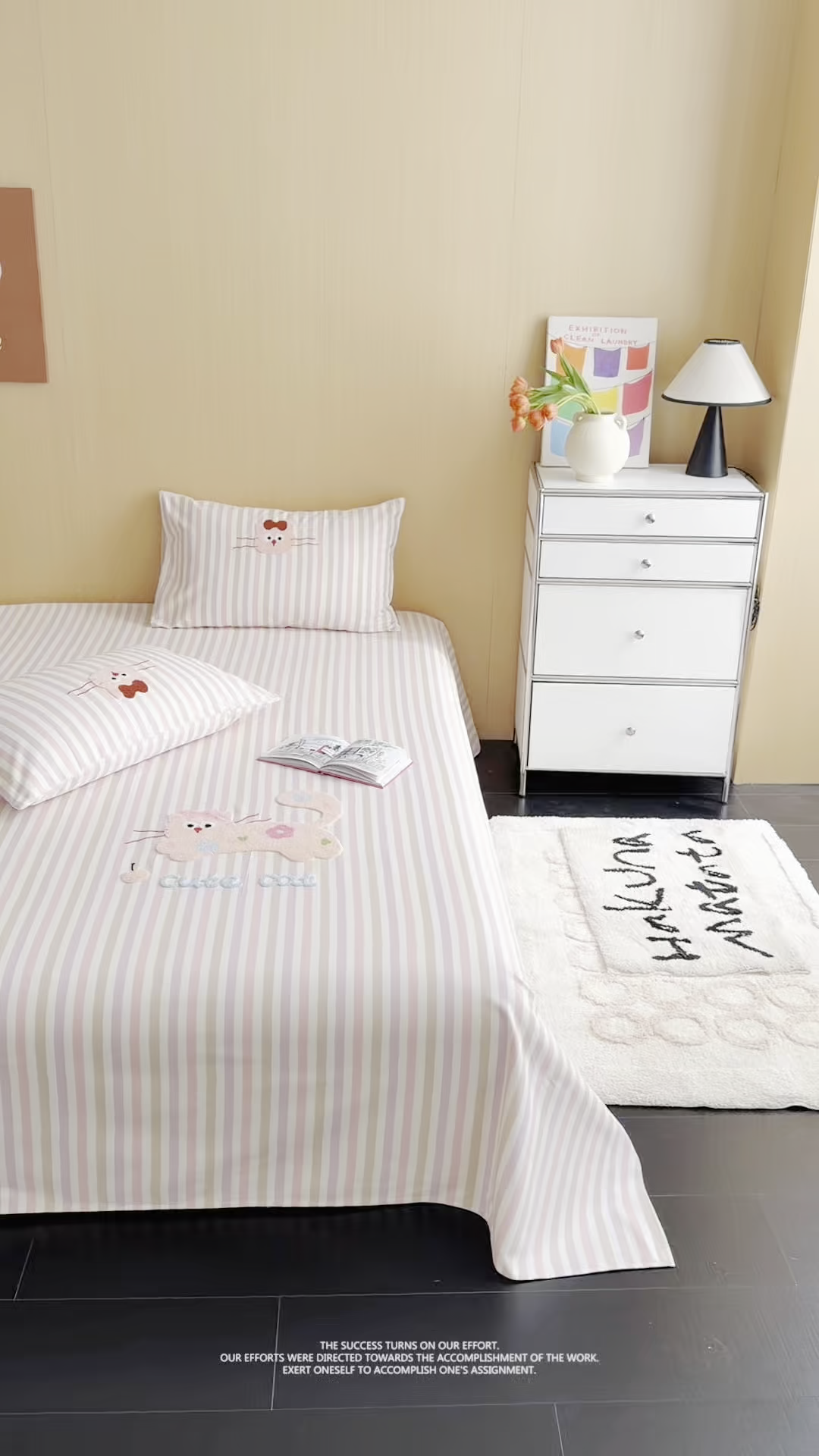 91家纺网 家纺一手货源 找家纺 暖生活 2026春夏新款A类全棉纯棉老粗布床单三件套床单单件 老粗布-小花猫