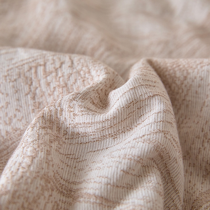 91家纺网 家纺一手货源 找家纺 一加一 2026新款全棉纯棉三层纱色织提花大豆夏被四件套-云棉肌理 凯撒-卡其