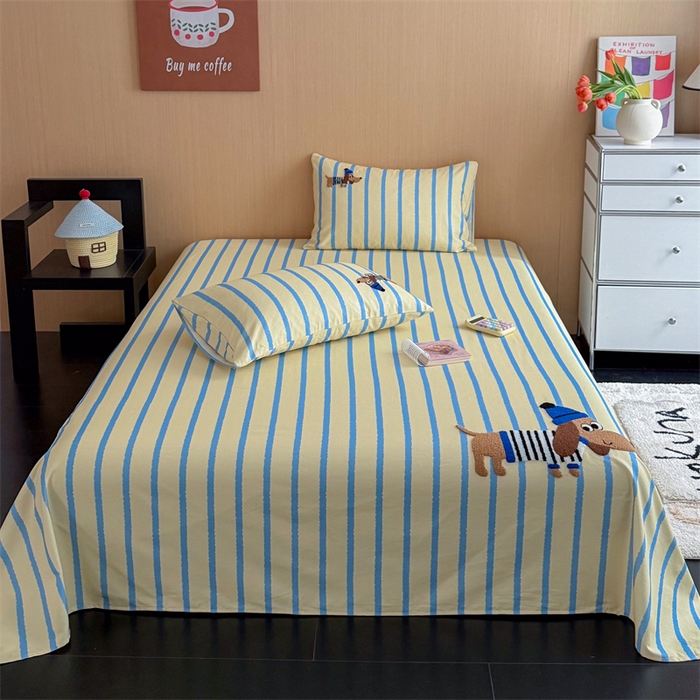 暖生活 2026春夏新款A类全棉纯棉老粗布床单三件套床单单件 老粗布-小蓝帽