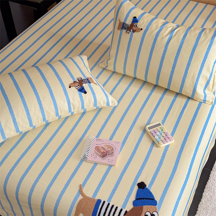 91家纺网 家纺一手货源 找家纺 暖生活 2026春夏新款A类全棉纯棉老粗布床单三件套床单单件 老粗布-小蓝帽