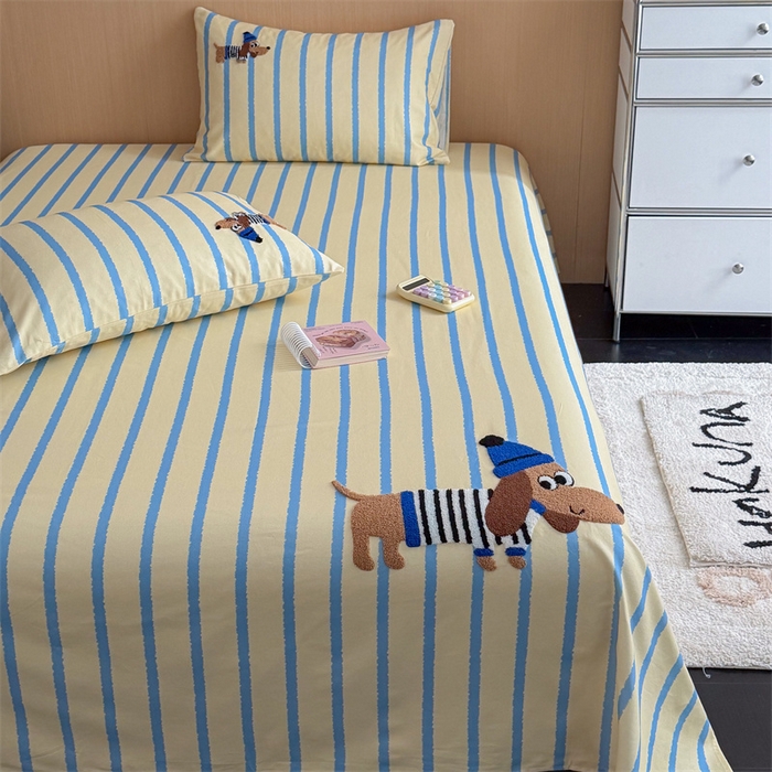 91家纺网 家纺一手货源 找家纺 暖生活 2026春夏新款A类全棉纯棉老粗布床单三件套床单单件 老粗布-小蓝帽