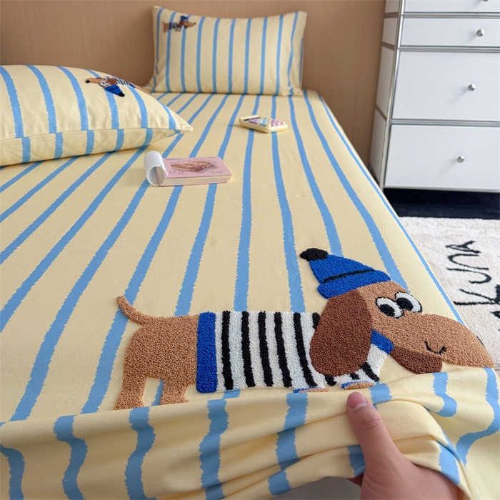 91家纺网 家纺一手货源 找家纺 暖生活 2026春夏新款A类全棉纯棉老粗布床单三件套床单单件 老粗布-小蓝帽