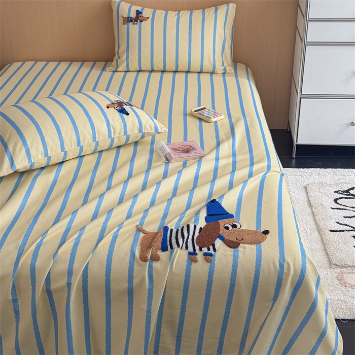 91家纺网 家纺一手货源 找家纺 暖生活 2026春夏新款A类全棉纯棉老粗布床单三件套床单单件 老粗布-小蓝帽