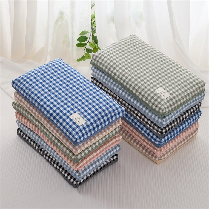 （总）仁宇枕业 2026新款全棉纯棉色织水洗棉良品双拼格子儿童成人全荞麦枕头枕芯