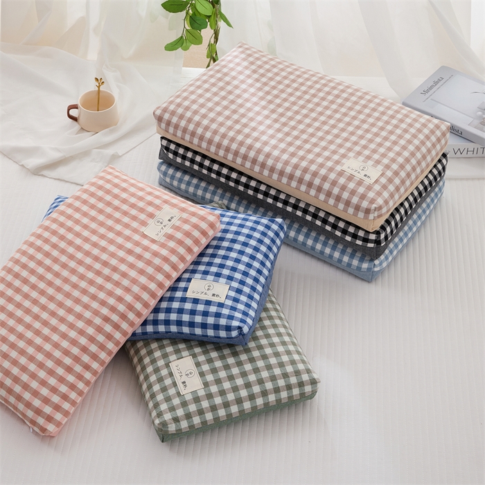 91家纺网 家纺一手货源 找家纺 （总）仁宇枕业 2026新款全棉纯棉色织水洗棉良品双拼格子儿童成人全荞麦枕头枕芯