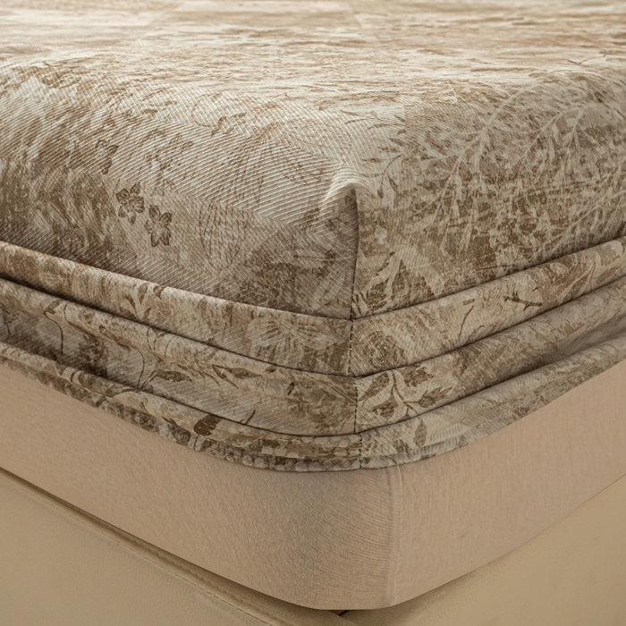 91家纺网 家纺一手货源 找家纺 爱彼家纺 2026新款A类纯棉提花老粗布床笠单件床笠三件套提花床笠-系列一 全棉提花-花影咖棕